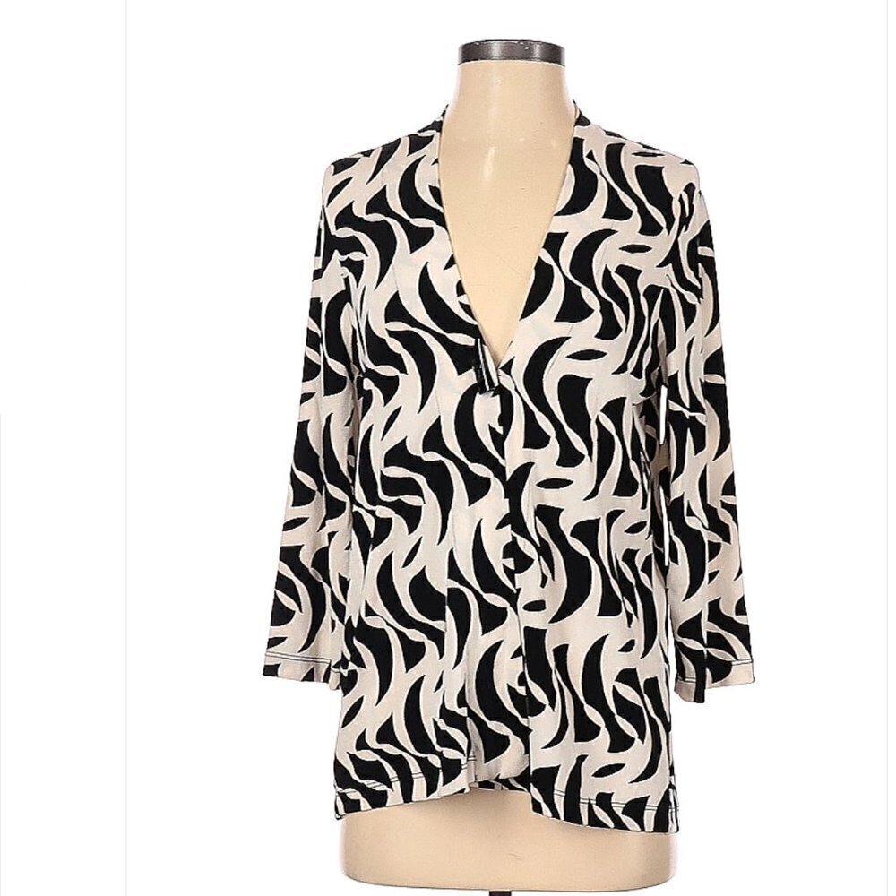 Chico's Travelers Black Ivory Cardigan Sm (0)